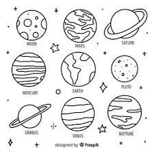Free Vector Collection Of Colourful Planets From Solar System Doodle Art Journals Planet Drawing Easy Doodles Drawings