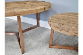 Modern marble effect coffee table, side table, marble round tables with gold metal legs, round small and large coffee tables,. Rustic Railway Set Of 2 Large Round Coffee Tables Copper Effect Copperwood Home