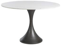 The base is made of cast aluminum and features a glossy white finish that complements the natural marble. Gabby Cortez White Marble 48 Wide Round Dining Table Gasch157255
