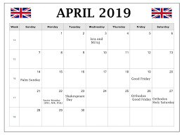 April 2019 United Kingdom Holidays Calendar Uk Calendar Uk Holiday Calendar 2019 Calendar