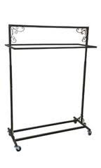 Clothing double rod garment rack with shelves, metal hang dry clothes rack for hanging clothes,with top rod organizer shirt towel rack and lower storage shelf for boxes shoes boots,height 59 black. Double Rail Clothing Racks Store Supply Warehouse