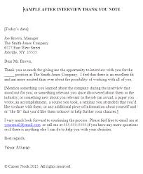 After The Interview Writing A Post Interview Thank You Note Sample