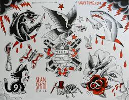 Red And Black Tattoo Flash Sheet 4 By Creaturetown On Deviantart Tattoo Flash Sheet Flash Tattoo Traditional Ink