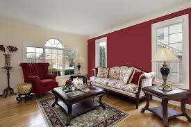 Iluminação indireta relançando ainda mais o belo painel de tv. 40 Red Living Room Ideas Photos