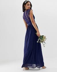 Tfnc Tfnc Lace Detail Maxi Bridesmaid Dress In Navy Maxi Bridesmaid Dresses Gorgeous Dresses Dresses
