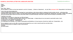 Landscape Architecture Offer Letters Job title examples include landscape architect, designer, land planner, architectural designer, and landscape designer.