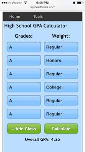 High School Gpa Calculator Taylored Tools Gpa Calculator Gpa High School
