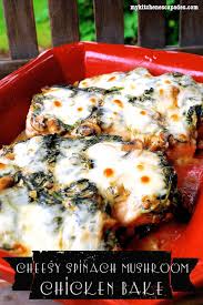 Chicken, mushroom & spinach rice lose baby weight. Cheesy Mushroom Chicken And Spinach Bake Low Carb Recipe