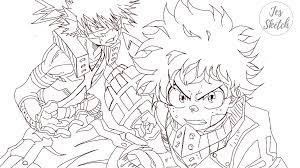 You can print these deku coloring pages and paint the black and … Bakugo And Deku Coloring Page By Jessketch0 On Deviantart