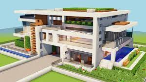 New Minecraft How To Build A Big Modern House Tutorial How To Make Minecraft Modern Minecraft Mansion Minecraft Modern House