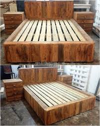 Pallets Big Bed With Side Tables Wooden Pallet Furniture Pallet Patio Furniture Diy Pallet Furniture