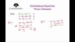 Corbettmaths solutions of equations : Simultaneous Equations With Three Unknowns Youtube