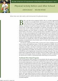Physical Activity Before and After School: Journal of Physical Education,  Recreation & Dance: Vol 83, No 6