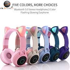 Cat Ear Bluetooth 5 0 Headset Cute Headphones Wireless Cat Ear Headphones Headphones