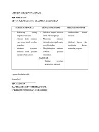 Berikut di bawah ini adalah contoh format dari laporan magang Format Report Ajk Makanan Ums