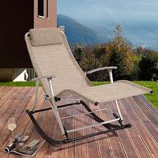 39 Rockcamp 39 Garden Beige Foldable Rocker Chair Outdoor Camping Rocking Sun Lounger Patio Leisure Sun Lounger Folding Rocking Chair Outdoor Chairs