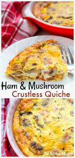 Ham And Mushroom Crustless Quiche Breakfast Quiche Recipes Quiche Recipes Easy Quiche Recipes Healthy