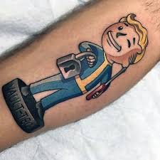 Cool tattoos come in many colors, shapes, styles and sizes. 60 Vault Boy Tattoo Designs For Men Fallout Ink Ideas