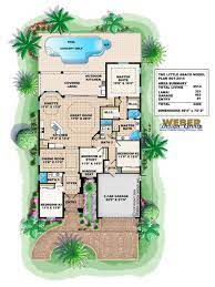 Mediterranean House Plan One Story Home Floor Plan For Narrow Lot Mediterranean House Plans Mediterranean Style House Plans Beach House Plans