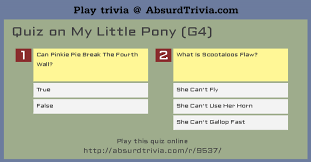 This is fitting, as he was the first antagonist in the my little pony franchise. Trivia Quiz Quiz On My Little Pony G4