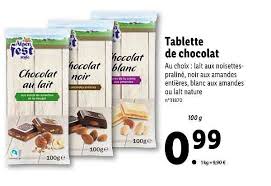 Offre Tablette De Chocolat Chez Lidl