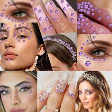 3090 piezas de 4 hojas de calcomanías de diamantes de imitación  autoadhesivas de 0.157 pulgadas, gemas de diamantes de imitación para  rostro, ojos, ...