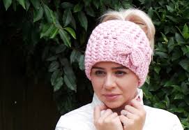 MESSY BUN HAT Pattern Hepburn Bow Hat Crochet Pattern Bow Hat Crochet  Pattern Pony Tail Hat Crochet Pattern Sizes 2 Yrs