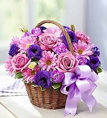 Basket Of Blooms For Mom From 1 800 Flowers Com Arreglos Florales De Girasol Arreglos Florales En Canasta Arreglos Florales Tropicales
