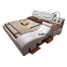 King size latex mattress with bed frame and storage drawers. Modern House Storage King Size Wooden Bluetooth Speaker Bed Frame With Headboard Bedroom Sets Aliexpress