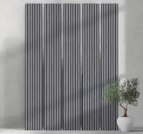 118" Tall ULTRALIGHT Flexible Lightweight Grey Oak Acoustic Wood Slat Wall  Panels with Black Felt Backing - Grey Oak / Black / 118 in x 59 in