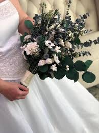 Bridesmaid's bouquet {hydrangeas, feverfew, ranunculus, anemones, silver brunia, thistle, wax romantic pennsylvania estate wedding: Adore You Anemone And Eucalyptus Bouquet Pineandpetalweddings