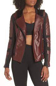 Blanc Noir Voyage Hooded Leather Mesh Moto Jacket Nordstrom Moto Jacket Jackets Activewear Jackets