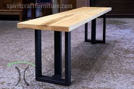 Solid Hardwood Ash Bench With Welded Steel Tri Legs Handcrafted By Chicago Area Furniture Company Wood Slab Table Solid Wood Table Tops Hardwood Table