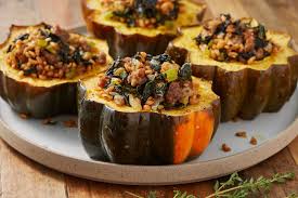 Stuffed Acorn Squash Recipe Sausage Stuffed Acorn Squash Food Recipes Acorn Squash