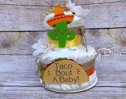 Taco Bout A Baby Diaper Cake Taco Baby Shower Fiesta Theme In 2021 Diaper Cake Centerpieces Taco Baby Shower Sprinkle Baby Shower