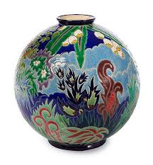 Longwy Grand Vase Boule Coloniale Pottery Art Art Glass Art