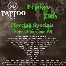 Friday 13th Piercing Specials September 13 2019