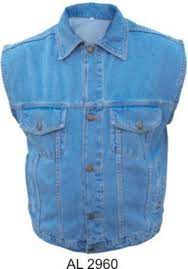 Allstate Shirt Collar Chest Pocket Men Blue Jean Denim Motorcycle Vest Sleeveless Denim Jackets Sleeveless Jacket Denim Vest