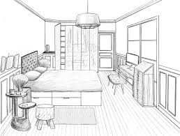Chambre En Perspective Simple In 2020 Perspective Room Interior Design Renderings One Point Perspective Room