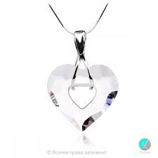 Aby 2 - Сребърно колие сърце с бял кристал Swarovski 26 мм 626214Z |  Символи на любовта - Perli.bg