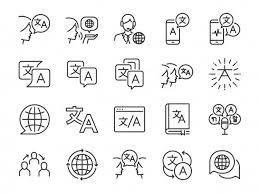 Jeu D Icones De Ligne De Traduction In 2020 Line Icon Icon Set Language Icon