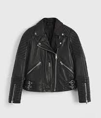 Allsaints Us Womens Estella Leather Biker Jacket Black Leather Jackets Women Fur Leather Jacket Leather Outerwear