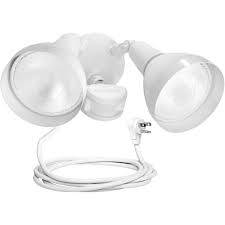 Brink S Dual Head Plug In Motion Activated Security Light White Finish Walmart Com Walmart Com