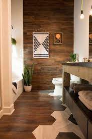 Vinyl tiles are the easiest to use on ceilings. Take Another Look Vinyl Linoleum Tiles Can Actually Look Good Really Diy Bathroom Makeover Flooring On Walls Small Bathroom Decor