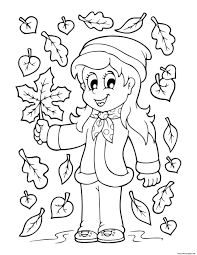 See spectacular displays of orange, yellow, red, and more. Fall Autumn Girl In Falling Leaves Coloring Pages Printable