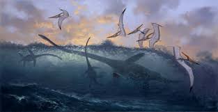 Plesiosaurs Hang Ten In The Western Interior Seaway As Pterodons Wheel Overhead Animais Extintos Monstros Marinhos Animais Pre Historicos