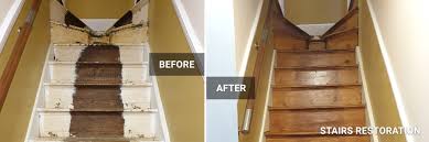 Rebuild any broken stairs or landings. Stairs Sanding Stripping Banisters Staircase Restoration Floorworks London