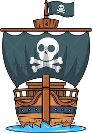 Front View Of A Pirate Ship Cartoon Clipart Vector Friendlystock Cartoon Pirate Ship Pirate Ship Drawing Pirate Cartoon