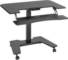 The following home office desks are great for small spaces. Amazon Com Vivo Black Electric Mobile Height Adjustable 36 Inch Dual Platform Standing Desk With Wheels Rolling Small Space Table Sit Stand Workstation Desk V111vt Kitchen Dining