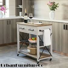 Rolling kitchen island cart white winterland coat tree. Rolling Farmhouse Kitchen Island Cart On Wheels Rustic Wood Industrial Serving 85 99 Picclick